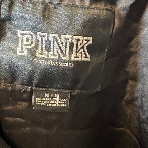 Victoria Secret Pink Varsity Jacket Women Medium Bomber STUDS Bling Snap Jacket - Picture 6 of 8